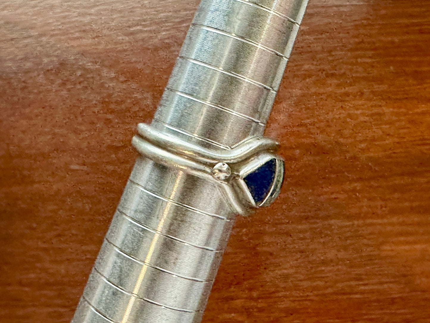 Signed Albert Francisco Sterling Silver Ring Navajo Lapis & Opal Sz 7.5