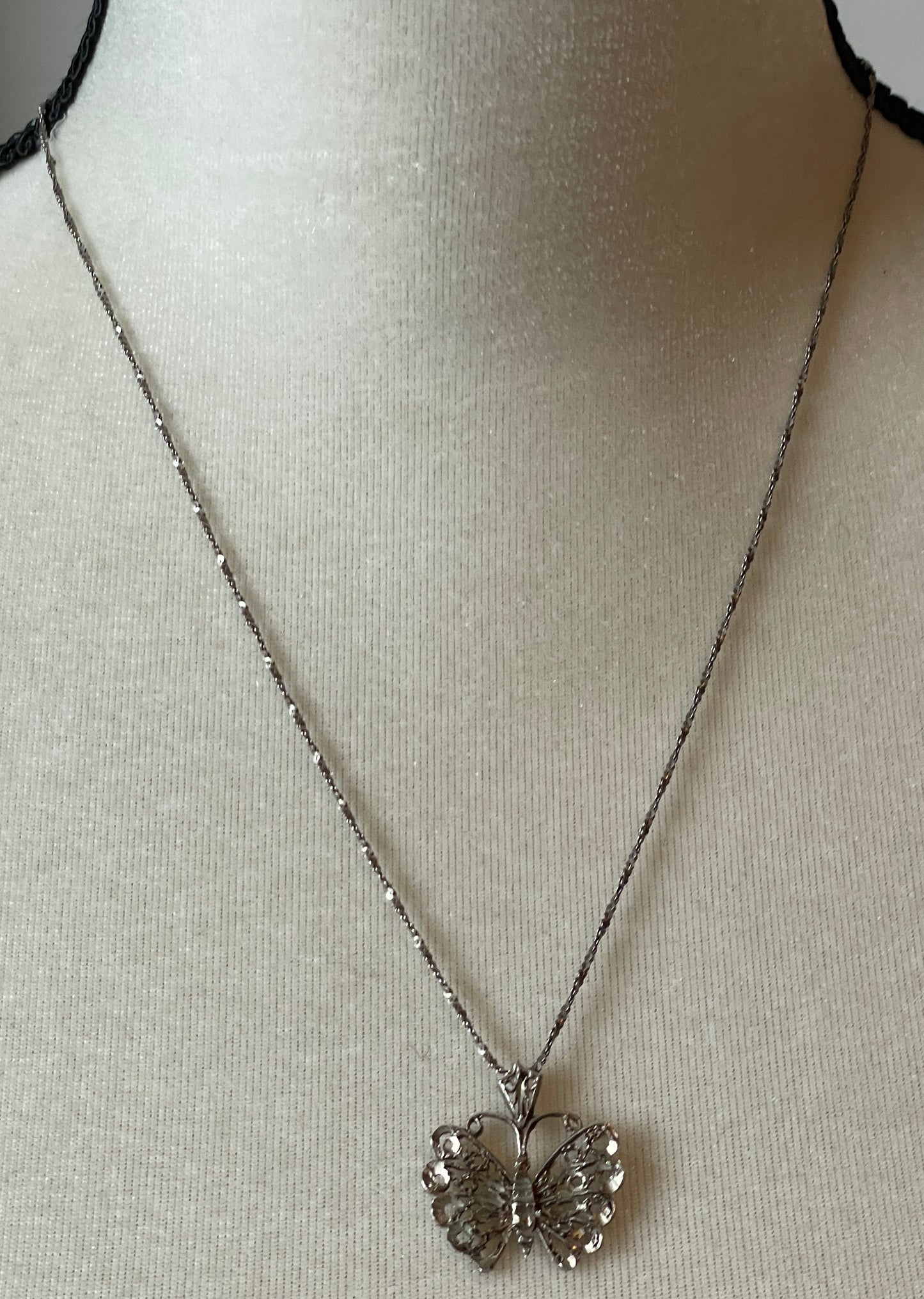 Vintage Sterling Silver 925 Chain With Butterfly Pendant