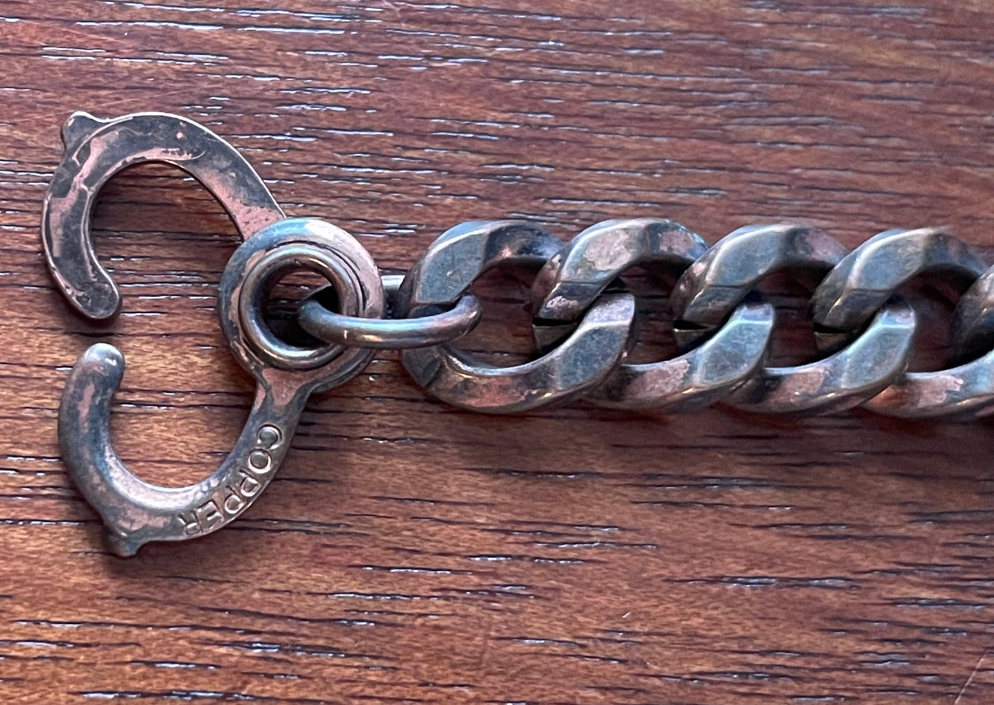 Vintage Copper Chunky Curb Chain Bracelet Marked