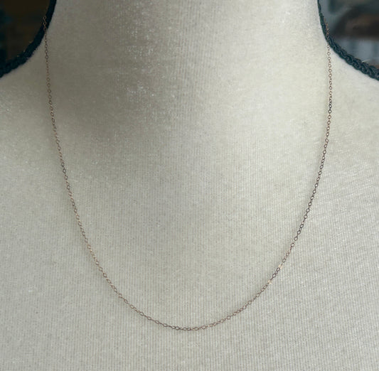 Vintage 14k yellow Gold Thin Rolo Chain Necklace 18" Long