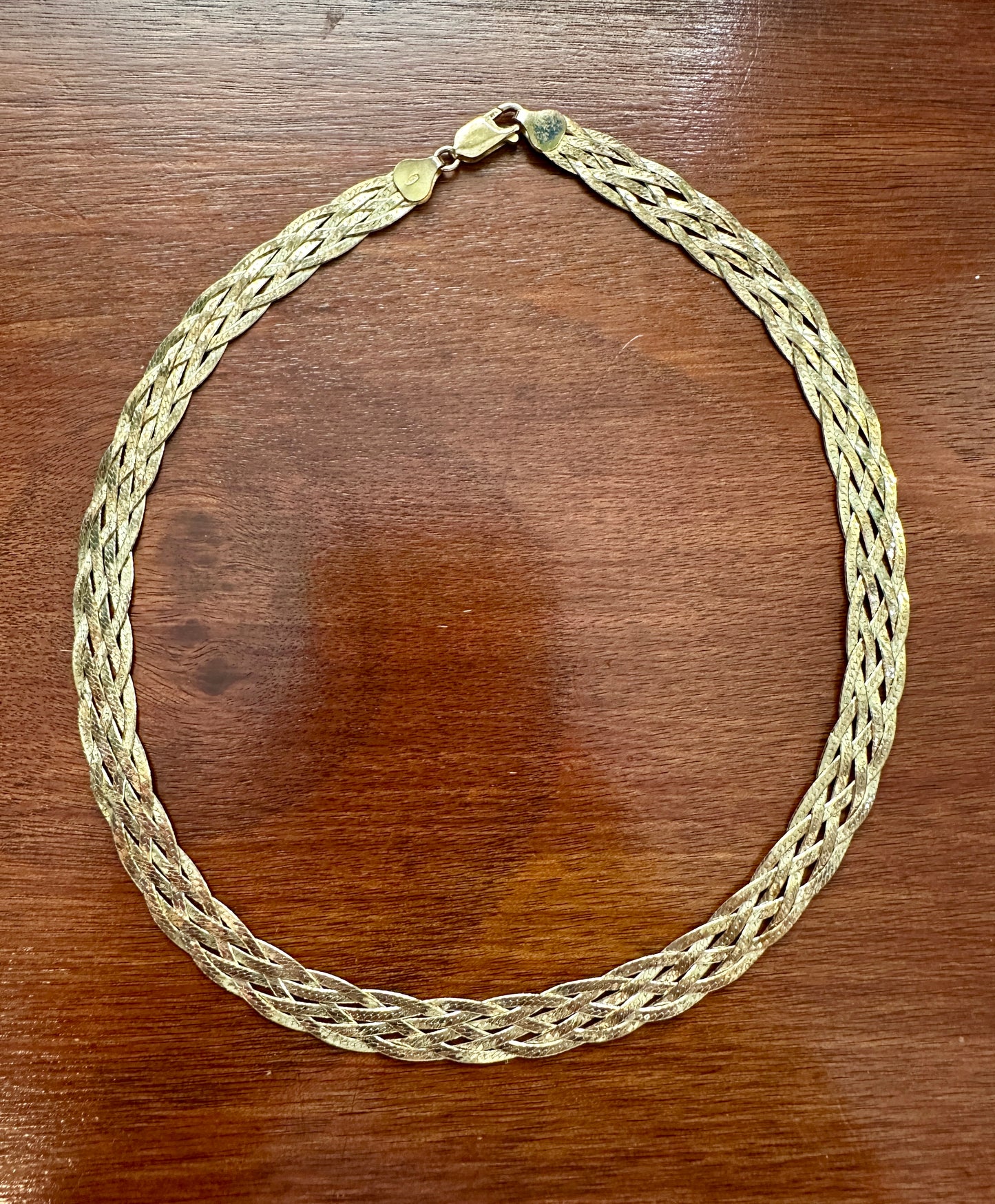 Gold Plate over Sterling Silver 925 Woven Braided 16" x 8mm Long Collar Necklace