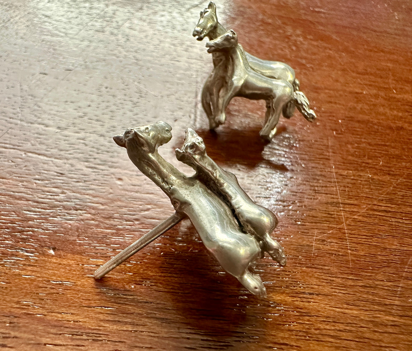 Vintage Unmarked Silver Large Horse Stud Pierced Earrings