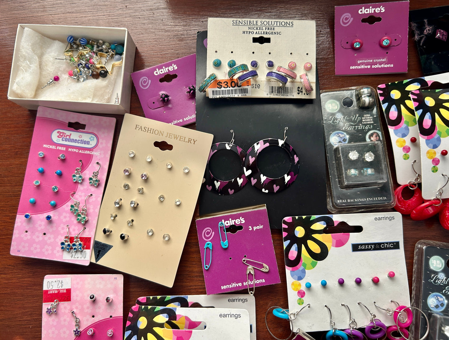 Contemporary 90s 2000's Pierced Earring Jewelry Lot Colorful Bright Dangly Studs