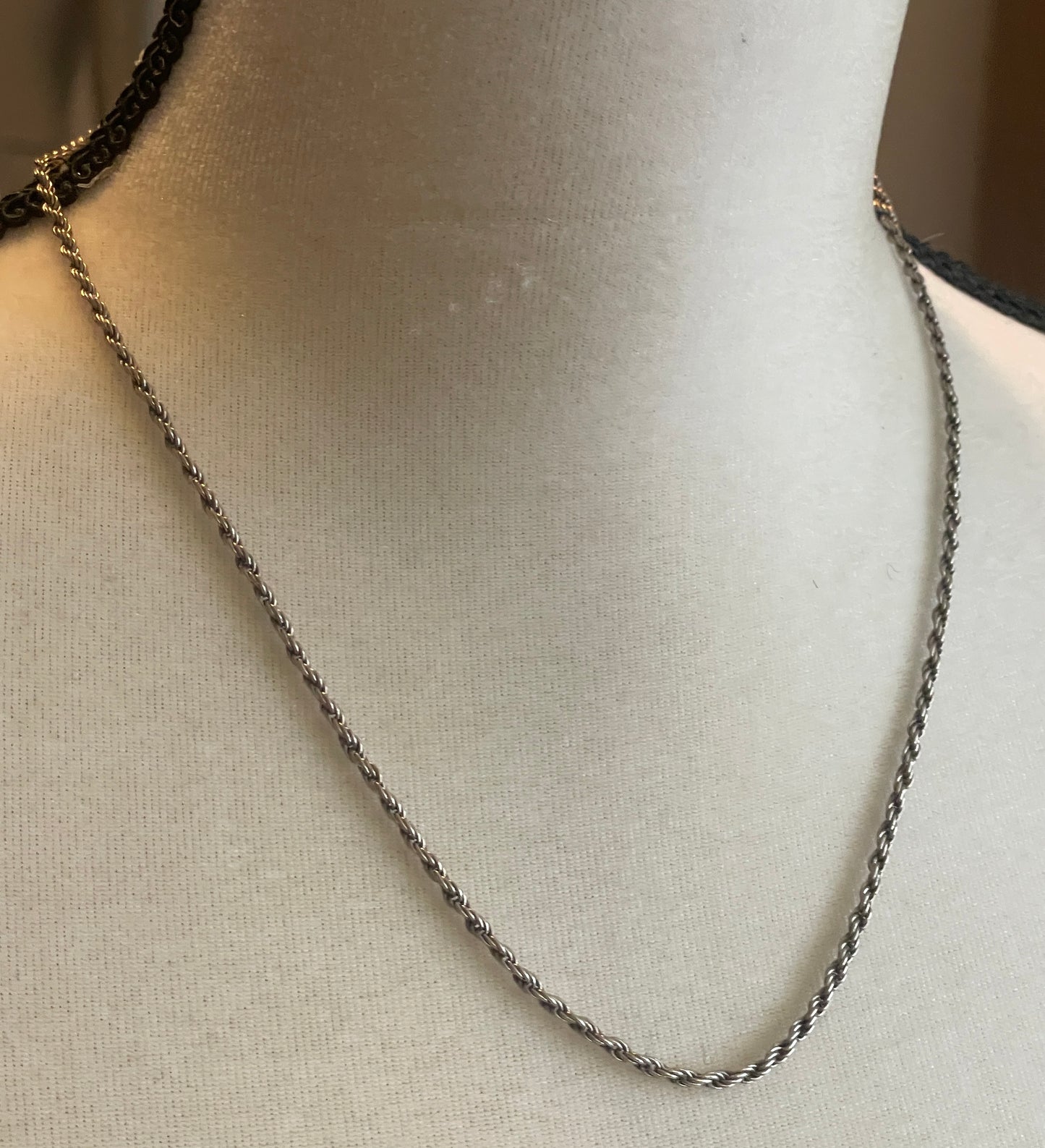 Vintage Sterling Silver 925 Rope Chain Necklace 20" Long