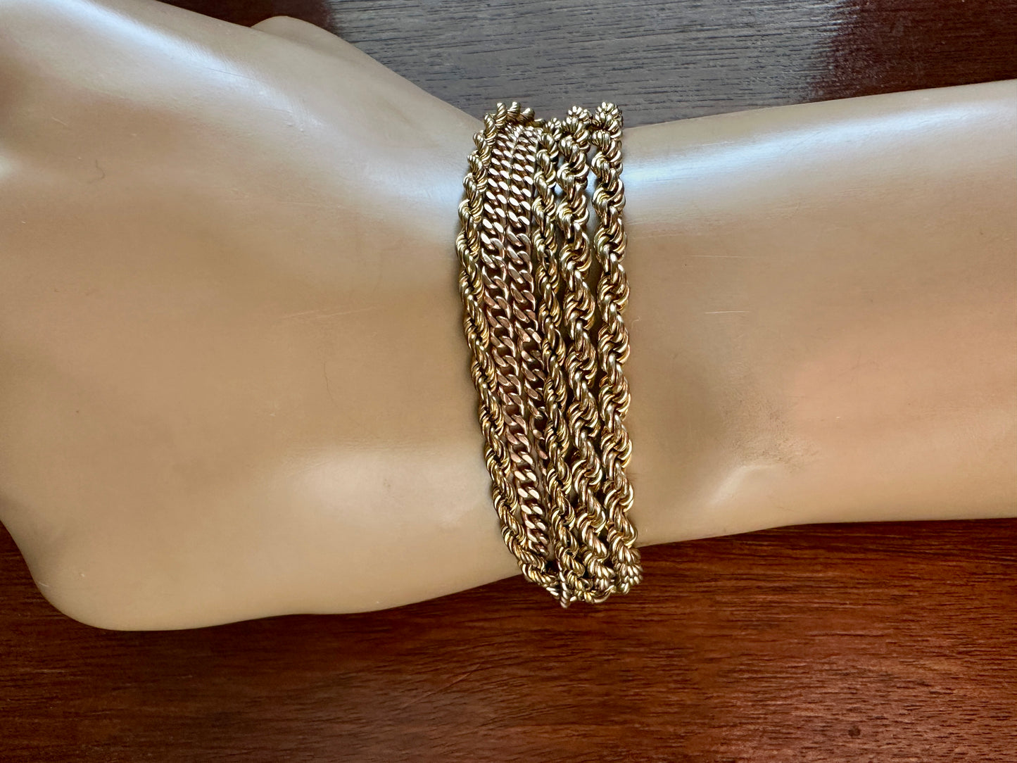 Vintage Antique Gold Tone Multistrand Chain Link Bracelet