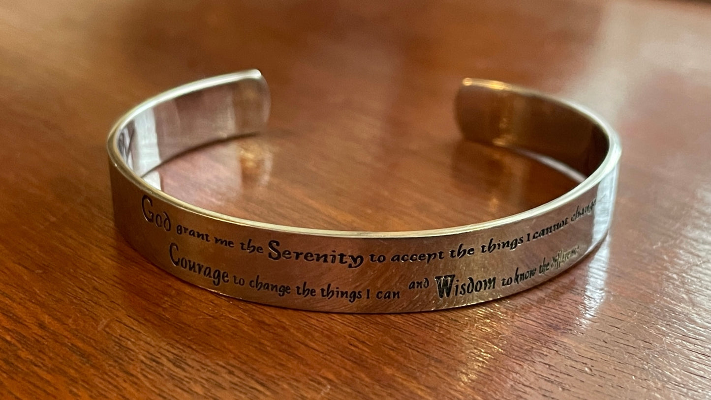 Silver Tone Wisdom Faith Cuff Bracelet