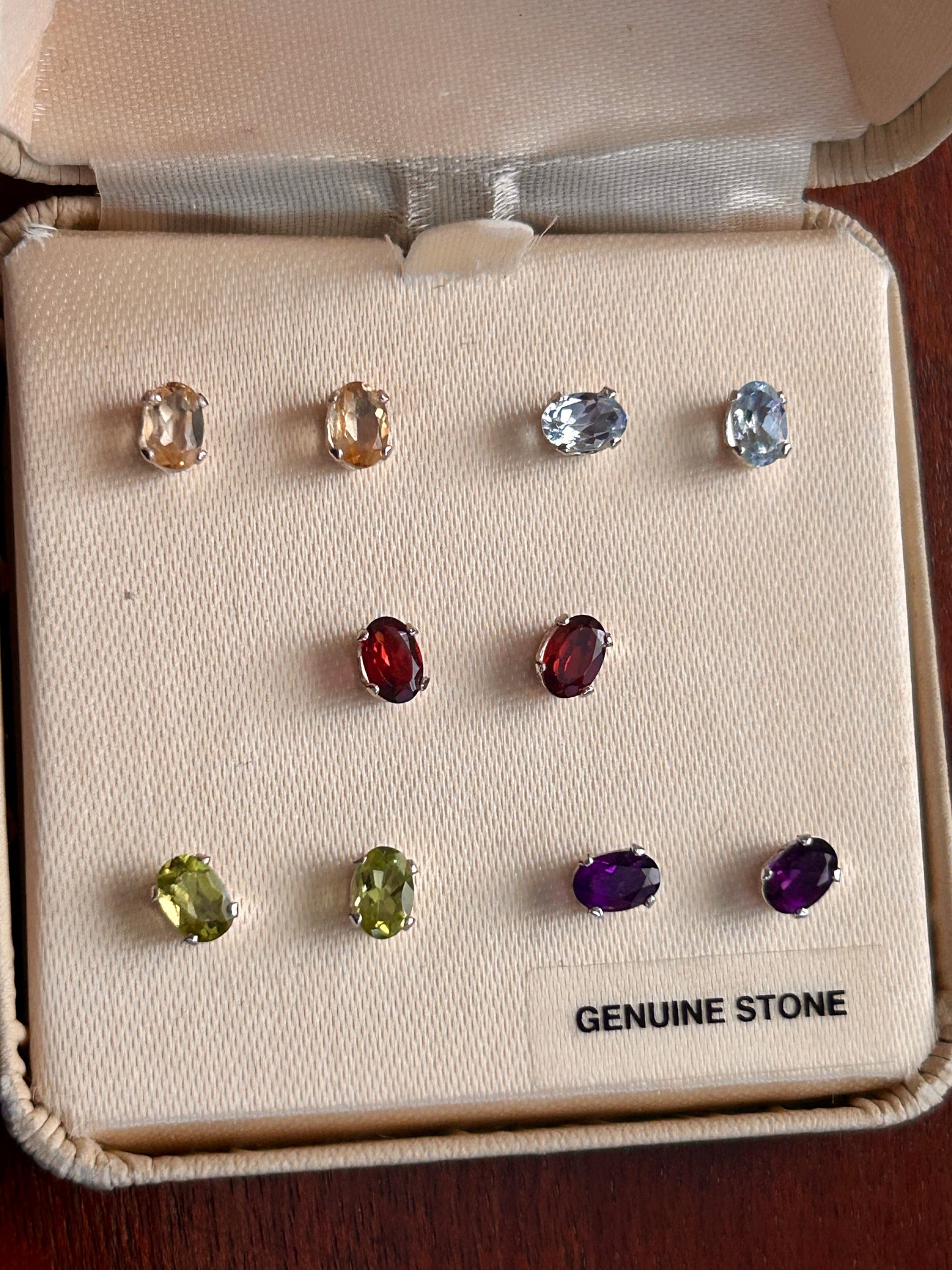 Sterling Silver 925 Genuine Gemstone Stud Pierced Earring Lot Amethyst Peridot