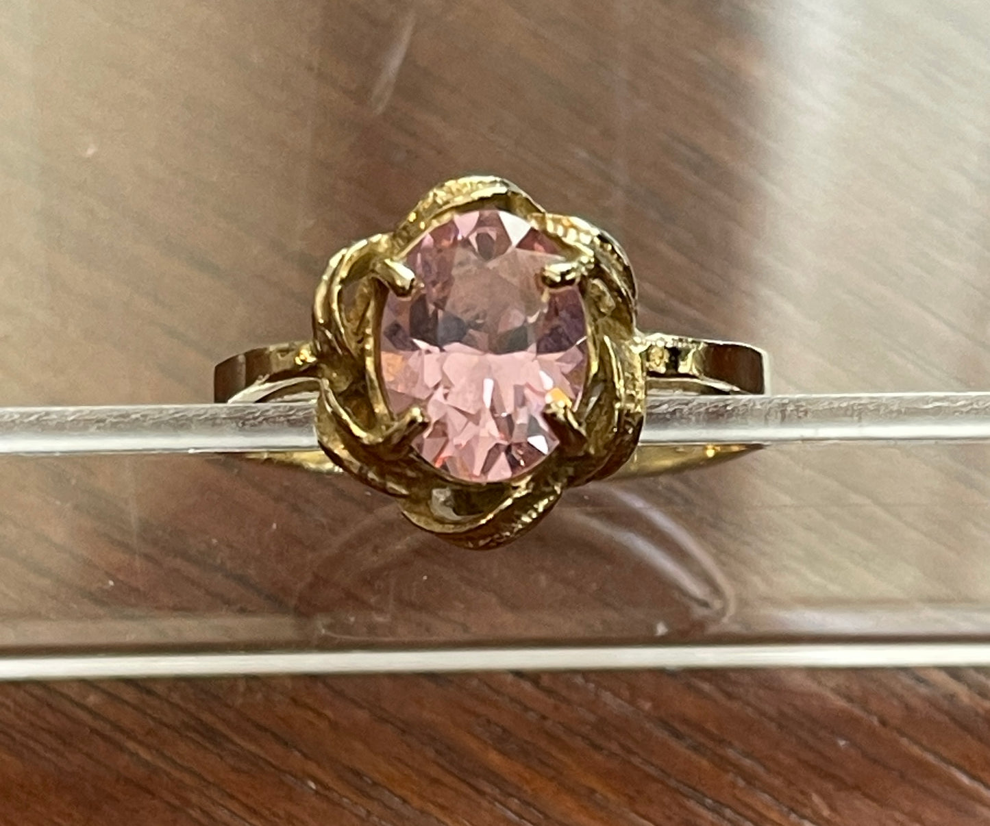 Vintage Pink Topaz 10k Yellow Gold Ring Sz 6 Signed BJM