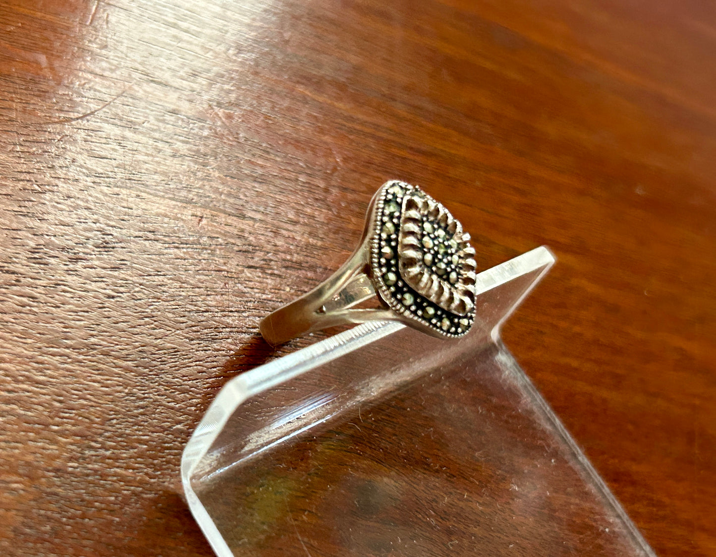 Designer Sterling Silver 925 Marcasite Ring Sz 8.5 Signed CN