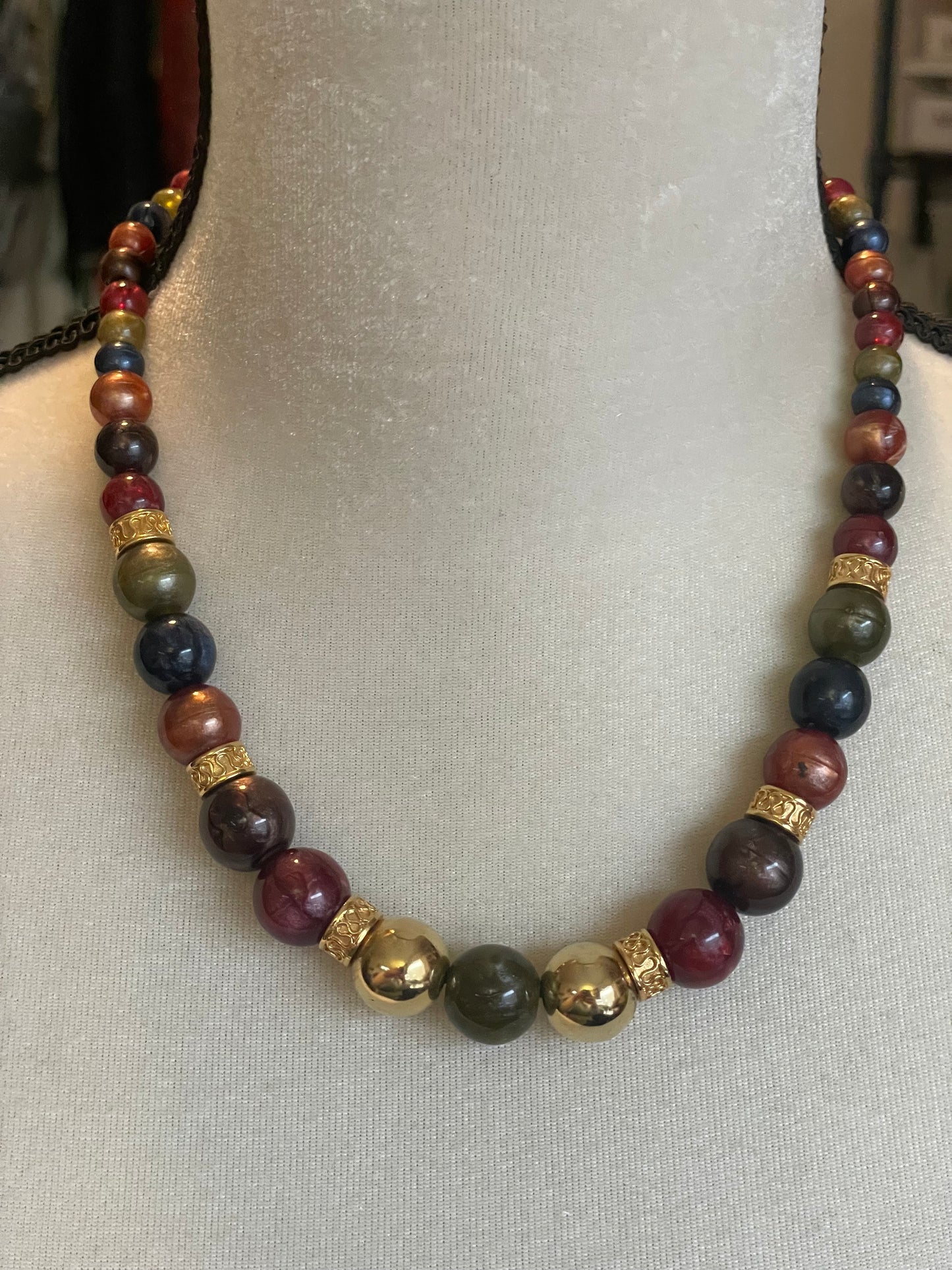 Vintage Liz Claiborne Multi Colored Bead Necklace