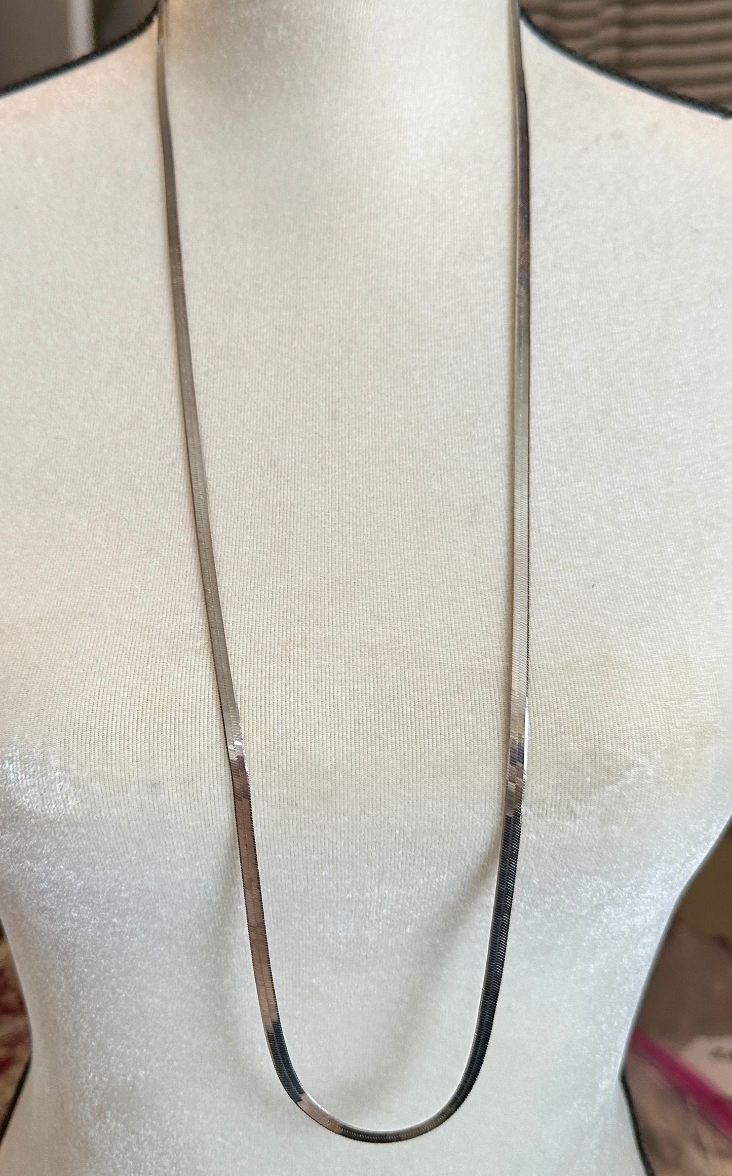 Vintage Milor Sterling Silver 925 Herringbone Flat Chain Necklace 36" x 5mm
