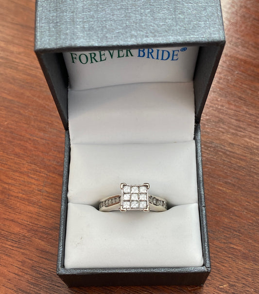 Forever Bride ZEI 10k White Gold 1ctw Diamond Engagement Ring Sz 6.75