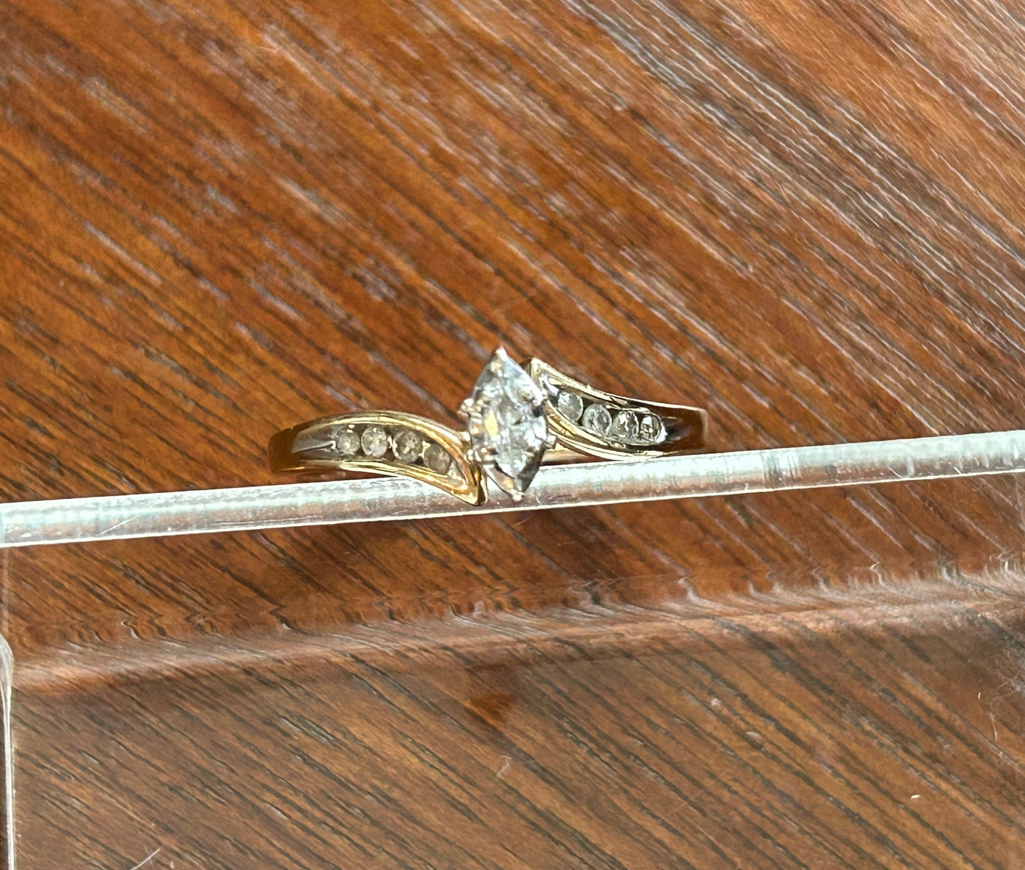 10k Yellow Gold Marquise Channel Set Diamond Engagement Ring Sz 7