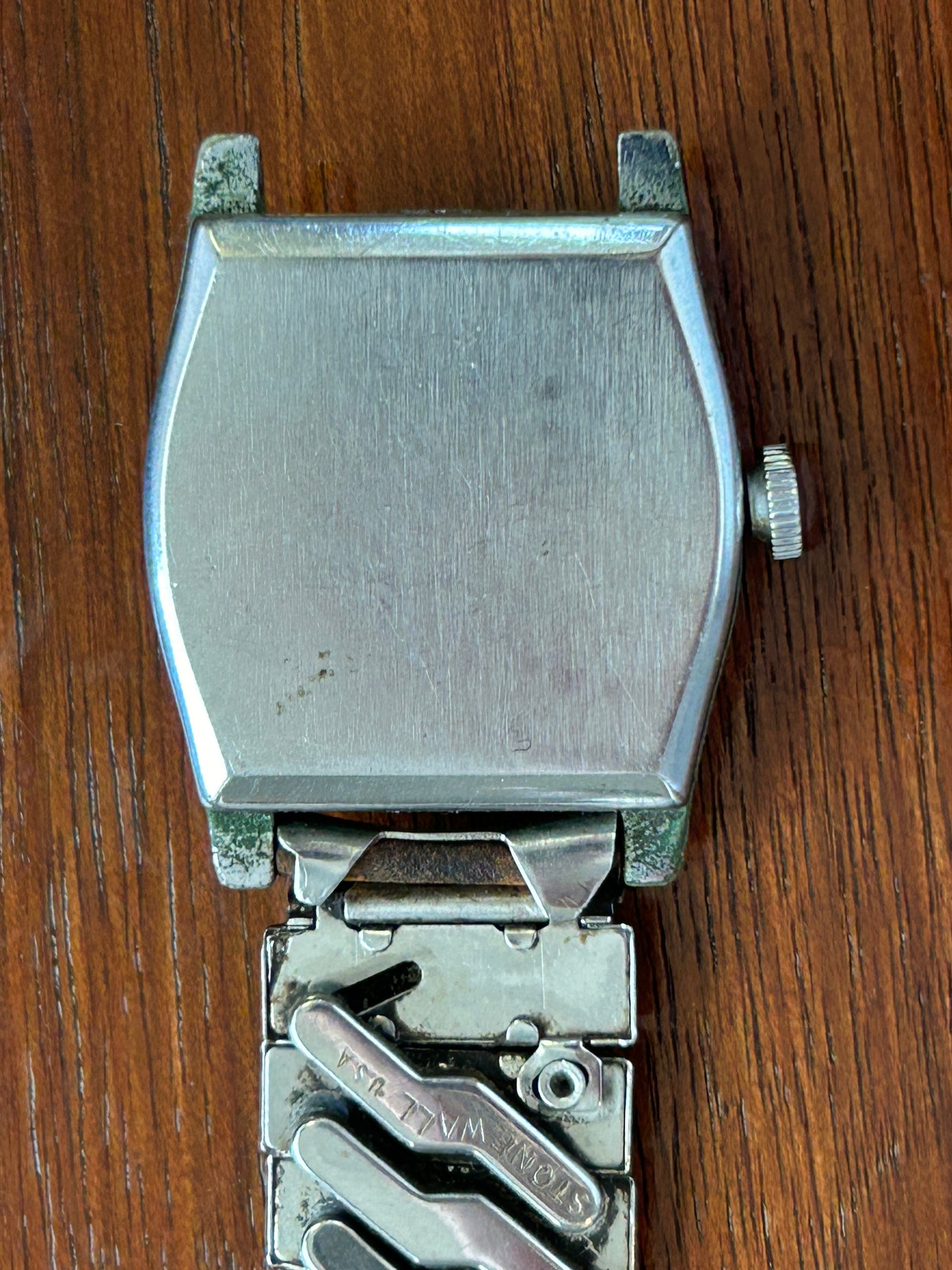 Vintage Olympic Silver Tone Mens Wristwatch Watch 7j