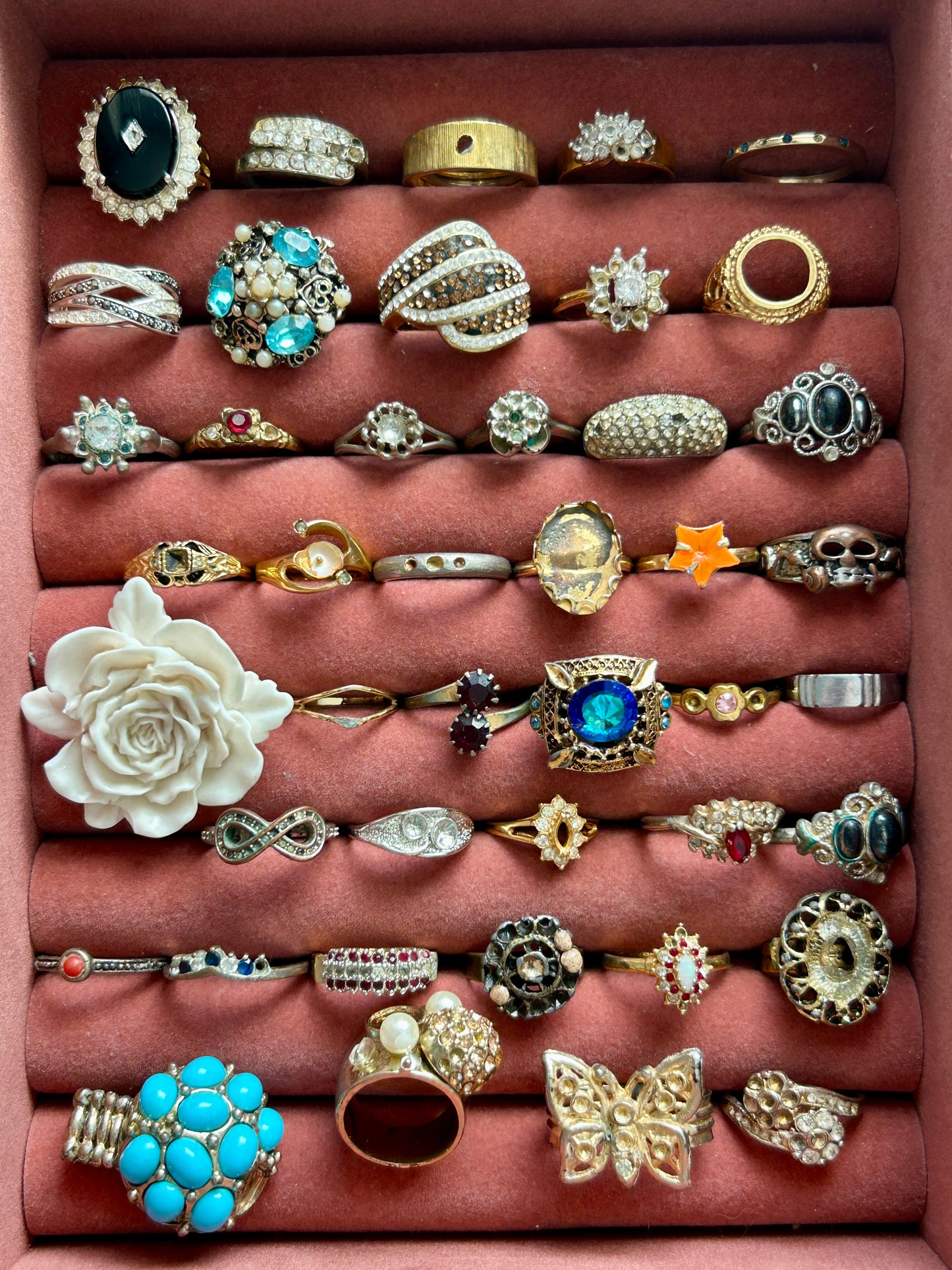 Vintage Lot Costume Fashion Cocktail Rings DAMAGED Harvest Rhinestone Craft