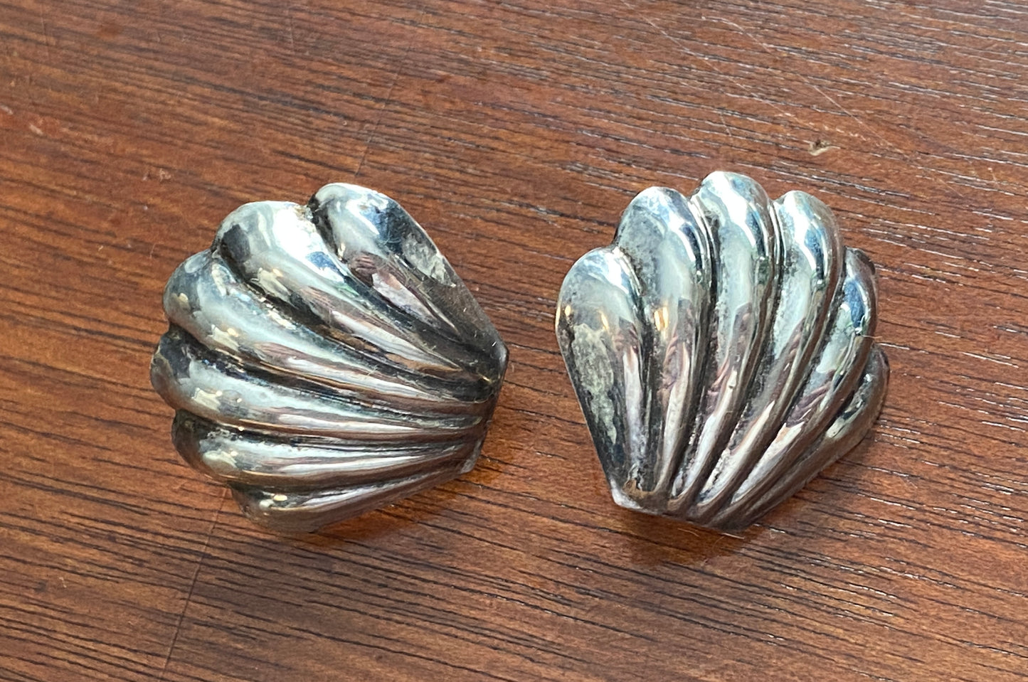 Sterling Silver 925 Mexico Shell Puffy Screwback Earrings