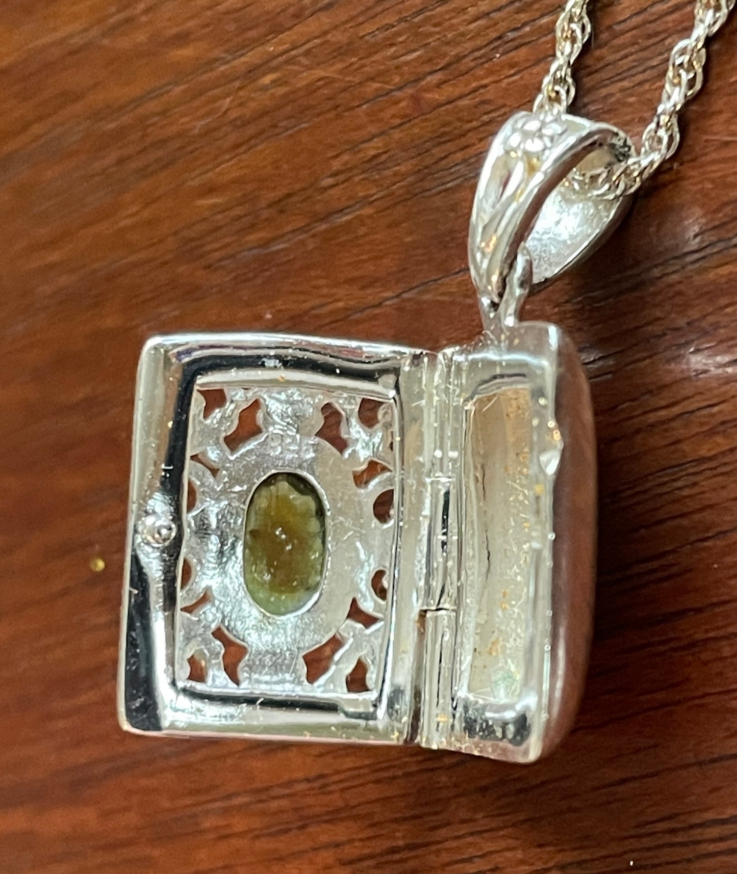 Vintage Sterling Silver 925 Chain & Square Locket Pendant