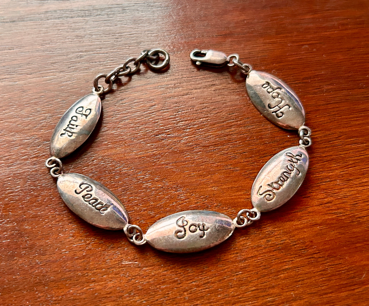 Sterling Silver 925 Fruitage of the Spirit Chain Link Bracelet