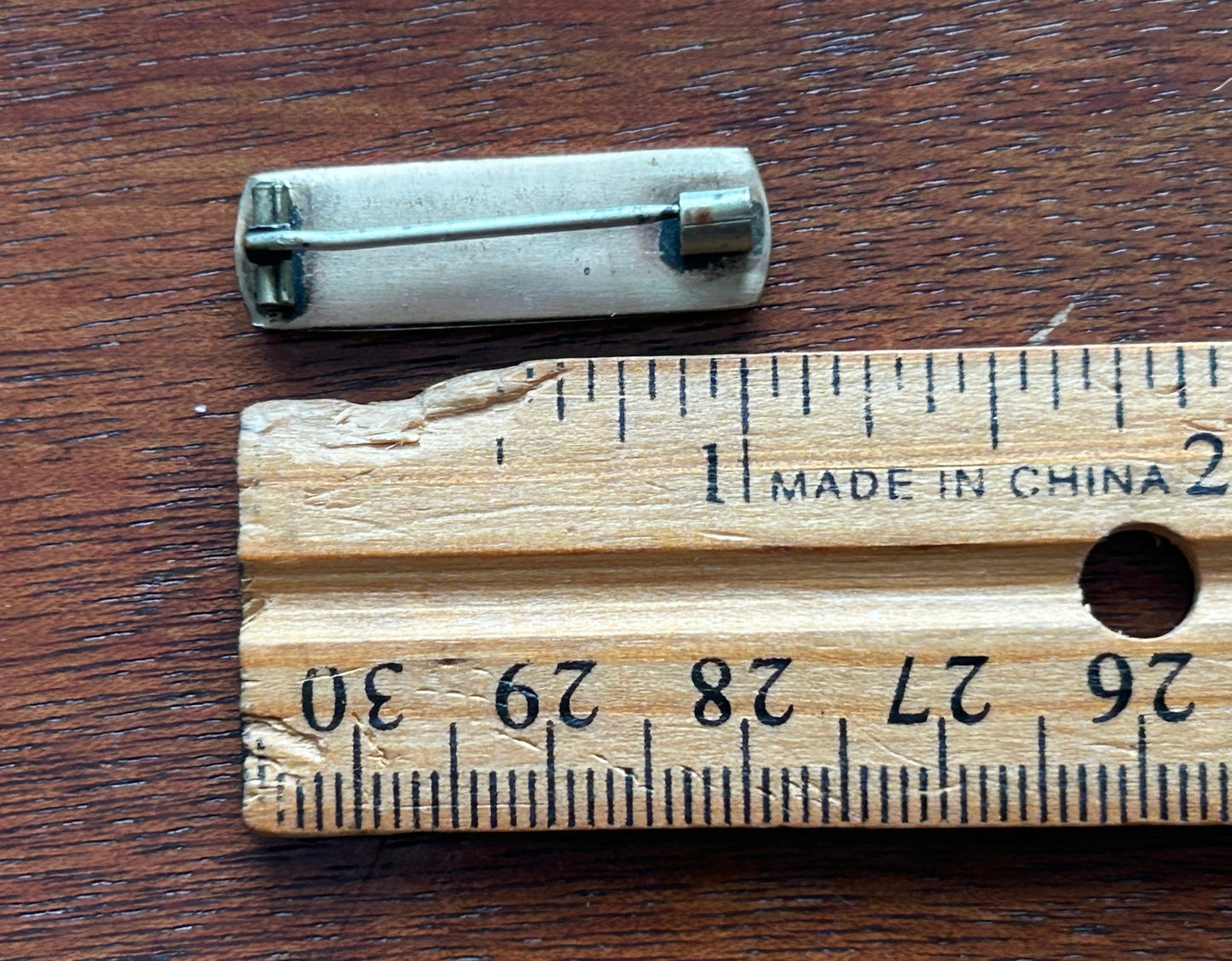 Antique Rose Yellow Gold Filled Abalone Small Bar Brooch Bead Edge