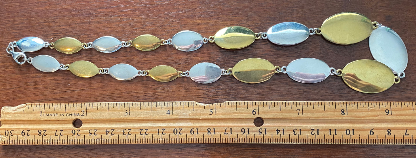 Robert Lee Morris RLM Studio Sterling Silver 925 Brass Disc Necklace Modern