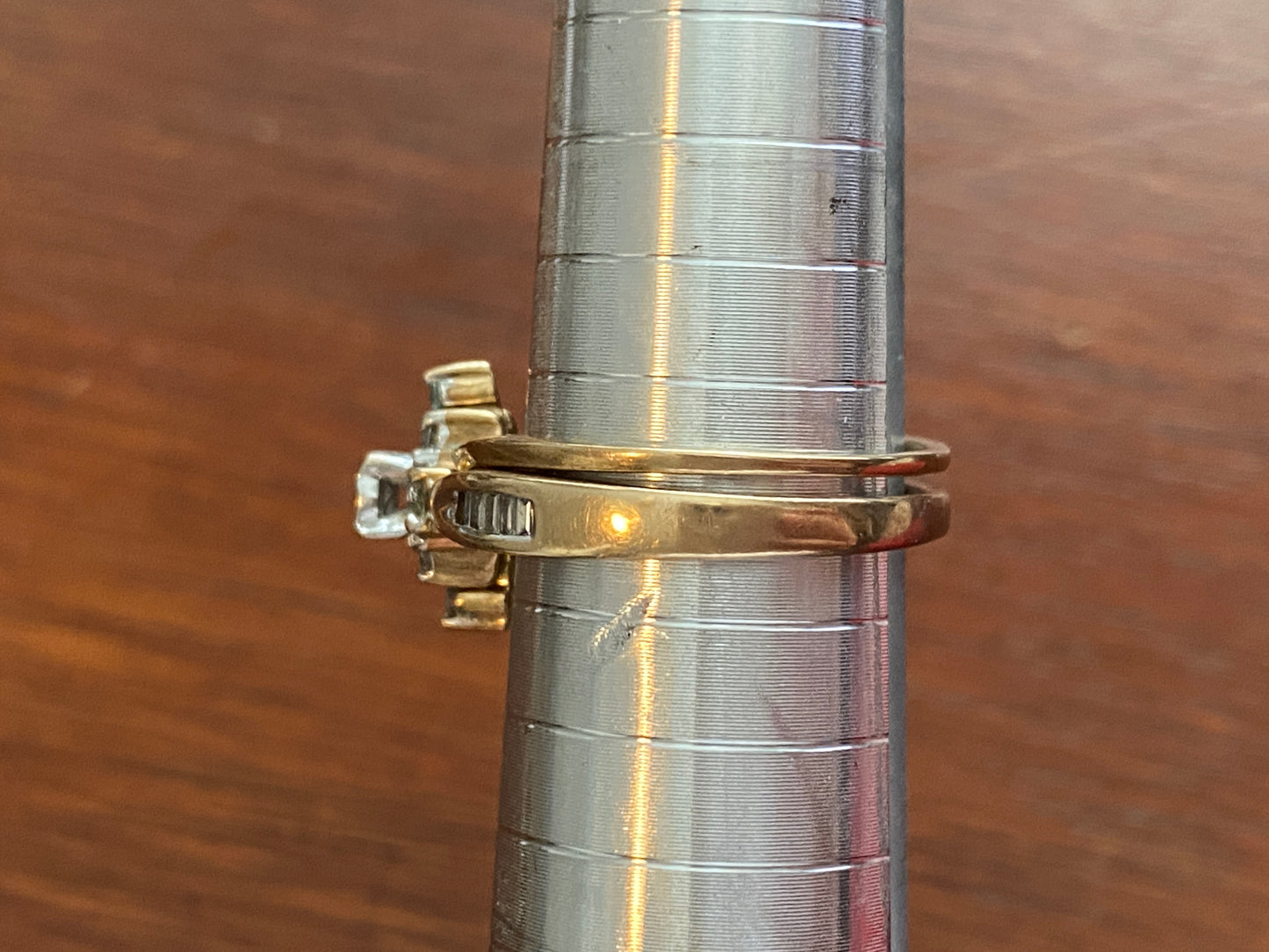 10k Yellow Gold .30ctw Diamond Wedding Set Engagement Band Sz 6.75