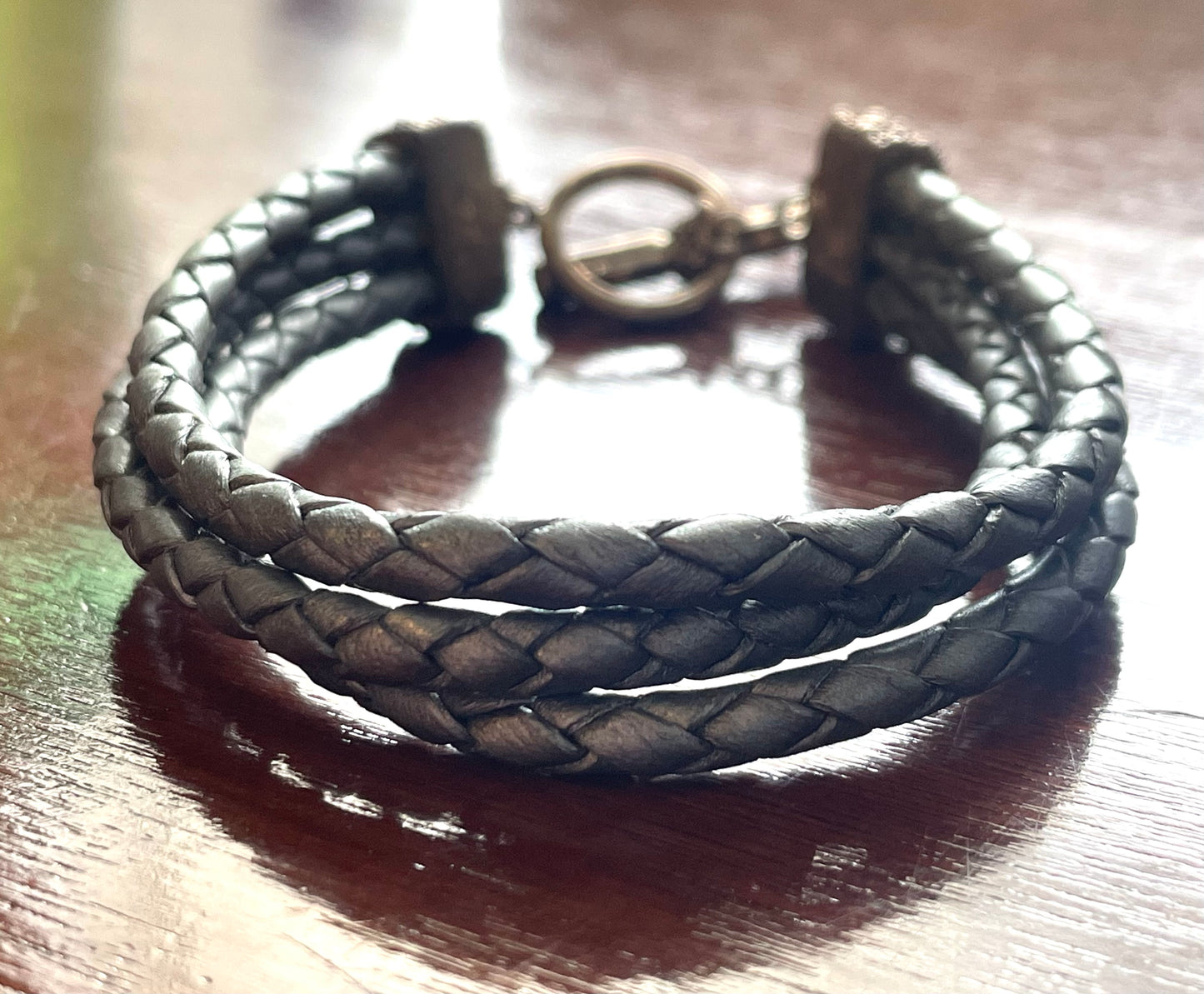 Michael Dawkins Starry Night Sterling Silver 925 Gray Braided Leather Bracelet