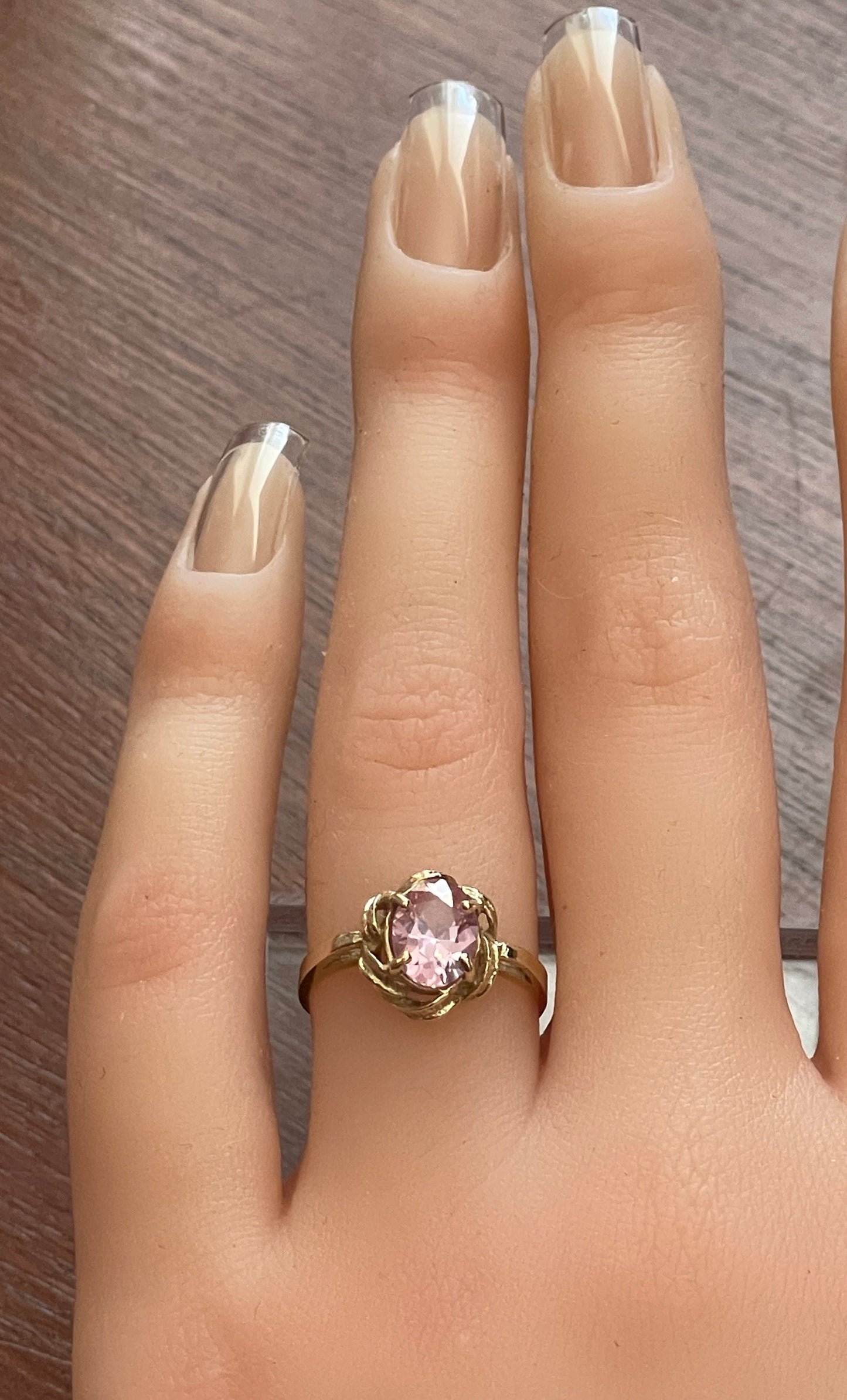 Vintage Pink Topaz 10k Yellow Gold Ring Sz 6 Signed BJM