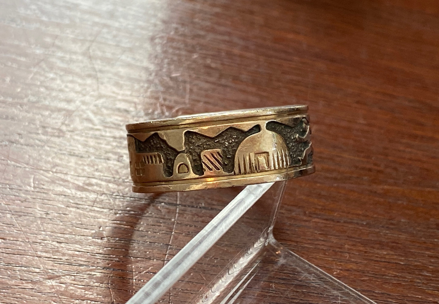 Signed OP Sterling Silver Gold Filled Storyteller Band Ring Sz 11.5