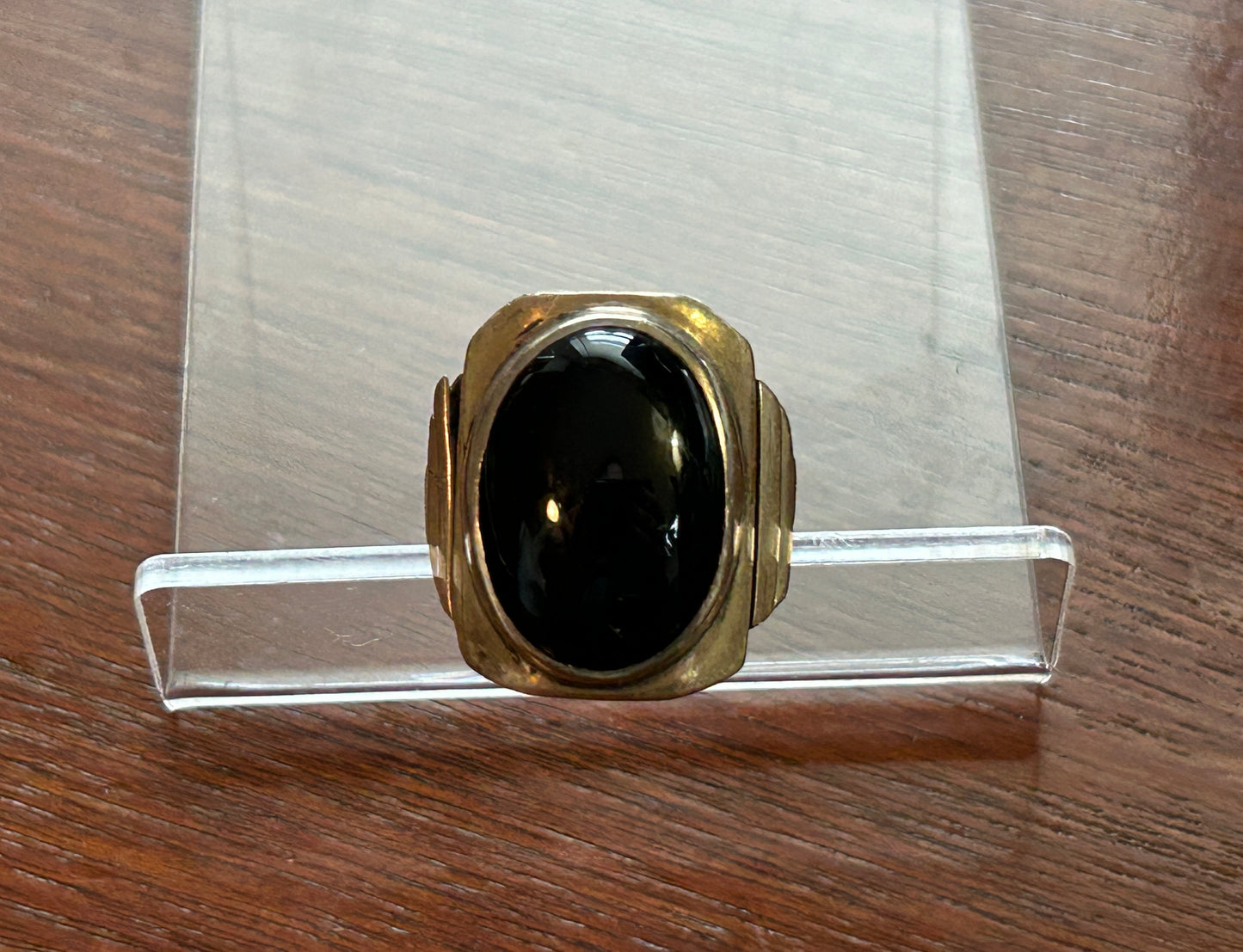 Sterling Silver 925 Large Onyx Cabochon Ring Sz 8