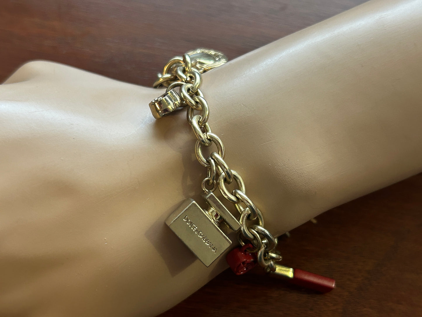 Dolce & Gabbana Golden Anklet Bracelet Trinket Lipstick Perfume Purse