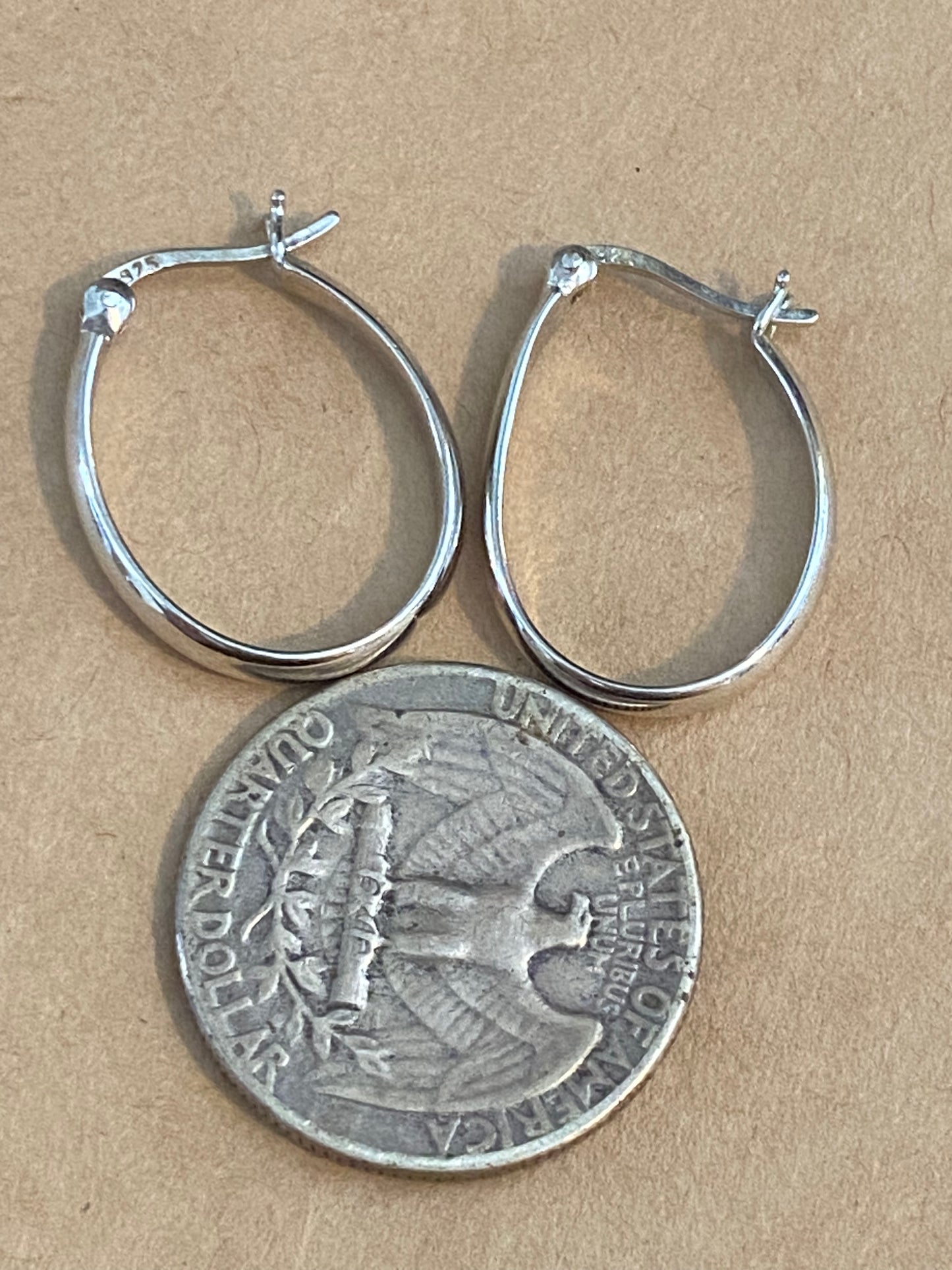 Sterling Silver 925 Medium Large Hoop Pierced Earrings