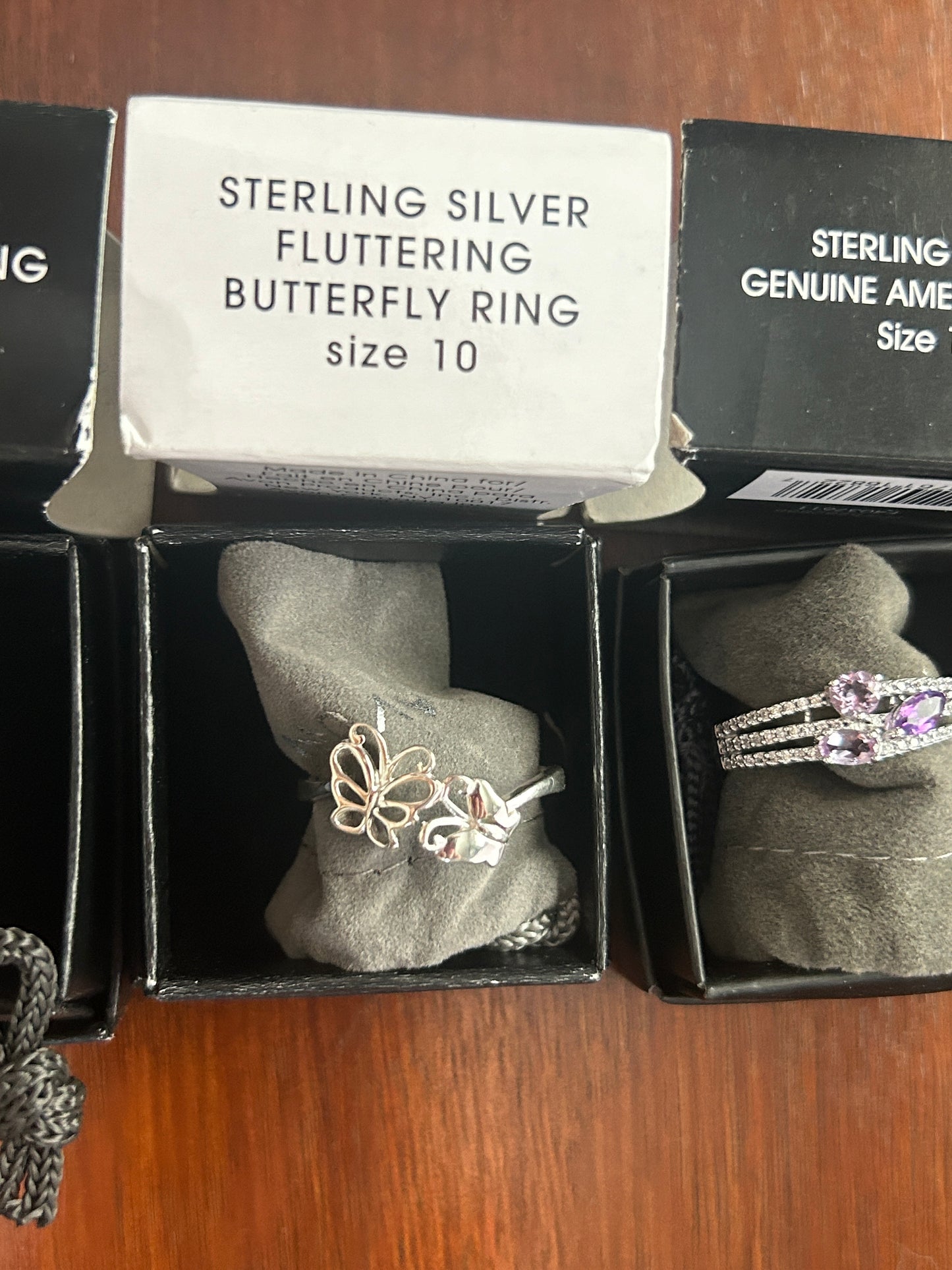 Contemporary Avon Sterling Silver 925 Ring Lot Amethyst Mesh Butterfly Sz 10