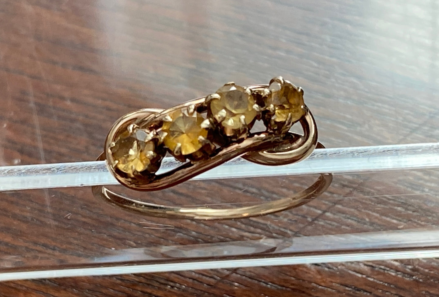 Vintage 10k Yellow Gold Prong Set Citrine Ring Sz 4.25
