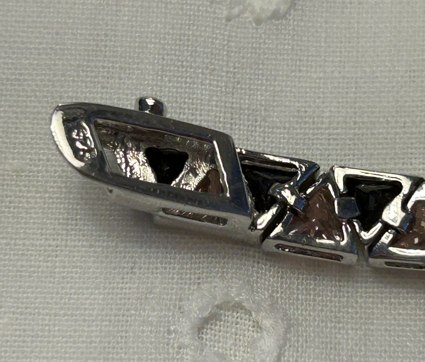 Sterling Silver Trillion Cut Black & Pink Tennis Bracelet