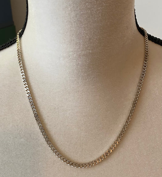 MR Signed Sterling Silver Flat S Link Chain Necklace 4mm Wide x 20" Long