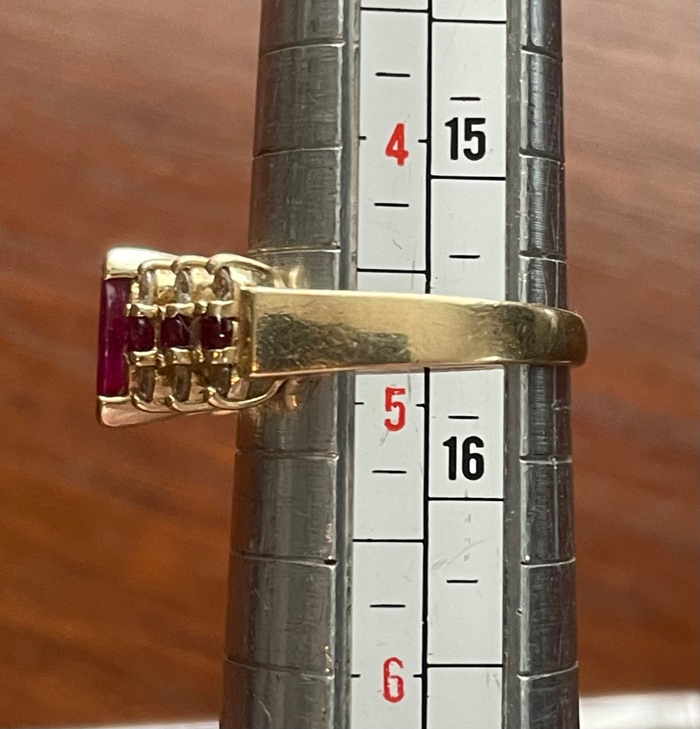 14k Yellow Gold Effy "BH" Marquise Cut Ruby & Diamond Ring Sz 4.75