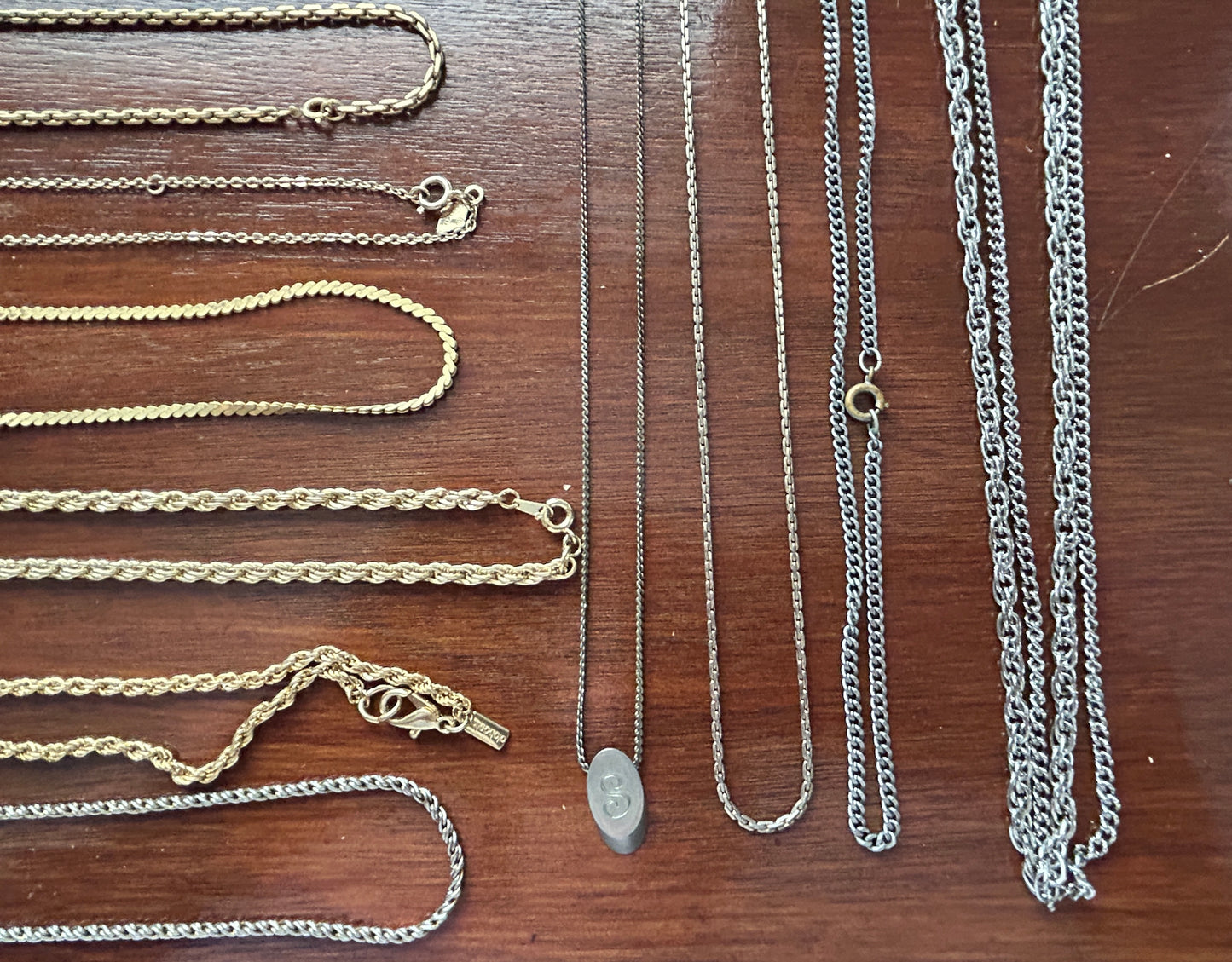 Vintage Lot of Chain Necklaces Gold Sterling Silver Tone Sarah Coventry Pearl