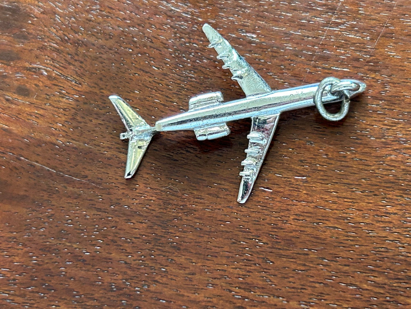 Silver Tone Aeroplane Airplane Jet Boeing Necklace Pendant