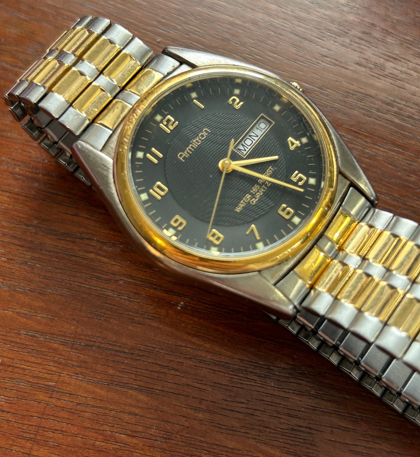 Armitron Men's Watch 20-1143 Black Dial Quartz Two Tone Expansion Watch
