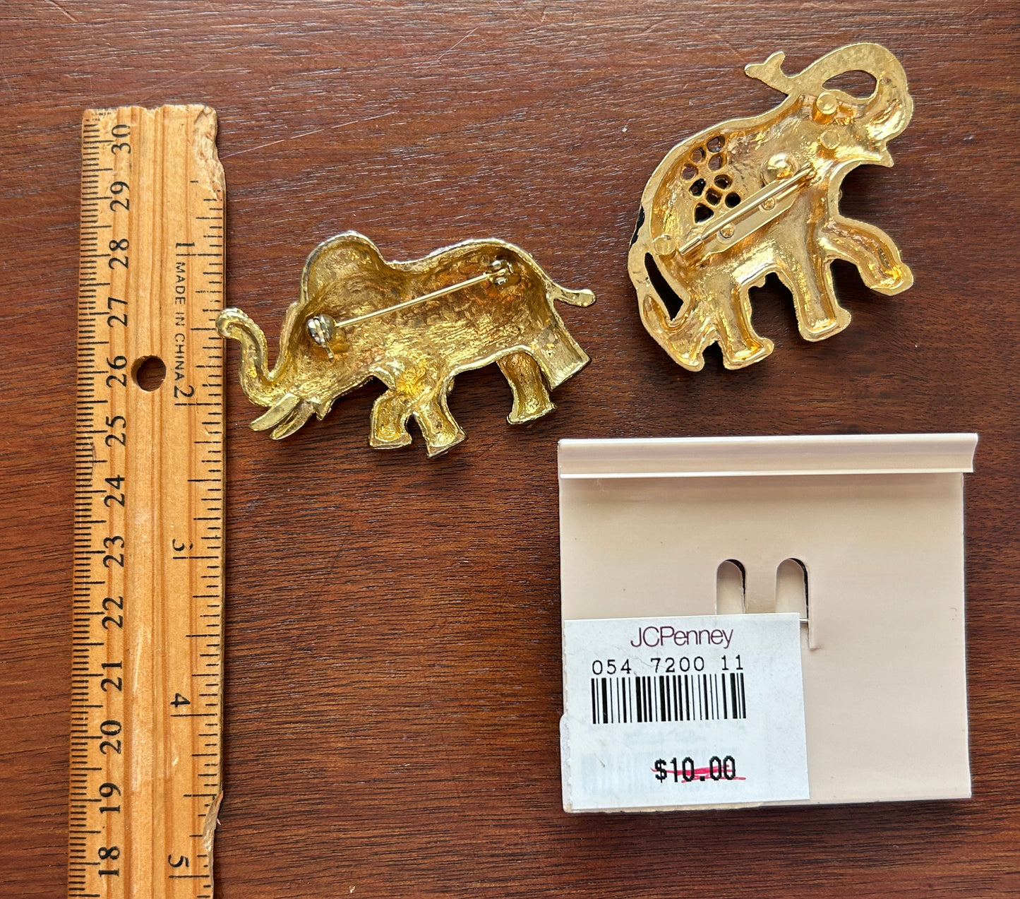 Vintage Elephant Animal Brooch Pin Bracelet  Lot Enamel Gold Tone Rhinestones