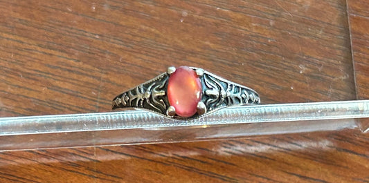 Sterling Silver 925 Pink Oval Stone Ring Sz 4.75