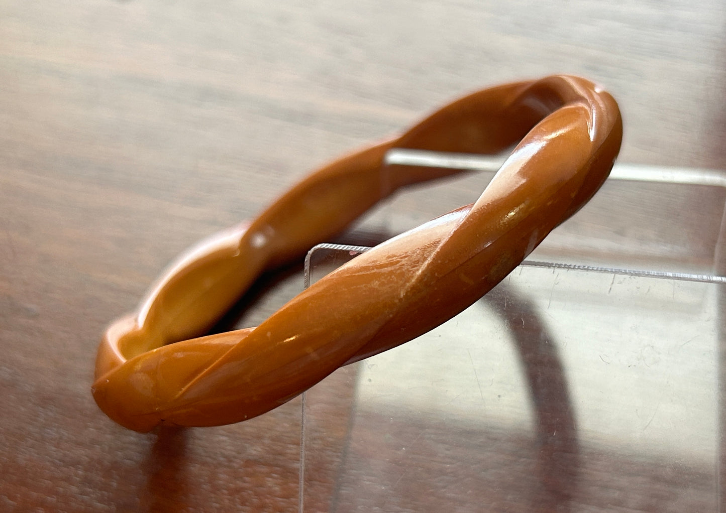Vintage Brown Plastic Round Bangle Bracelet