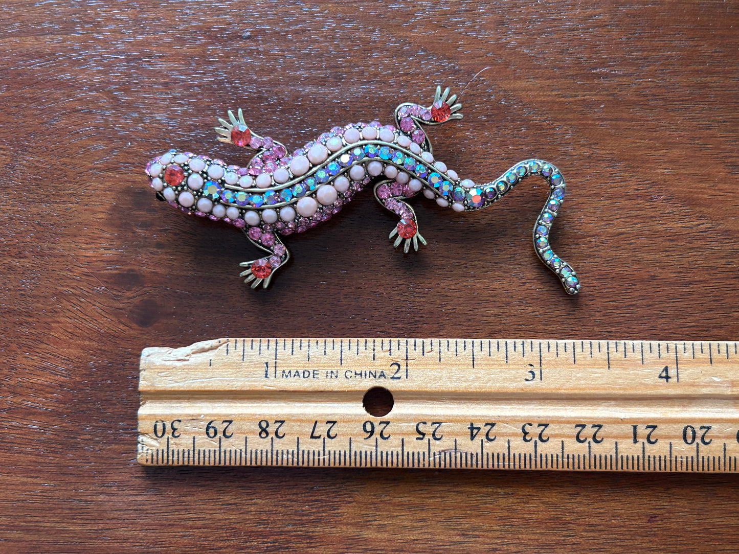 Large Rhinestone Multicolor Lizard Brooch Pin