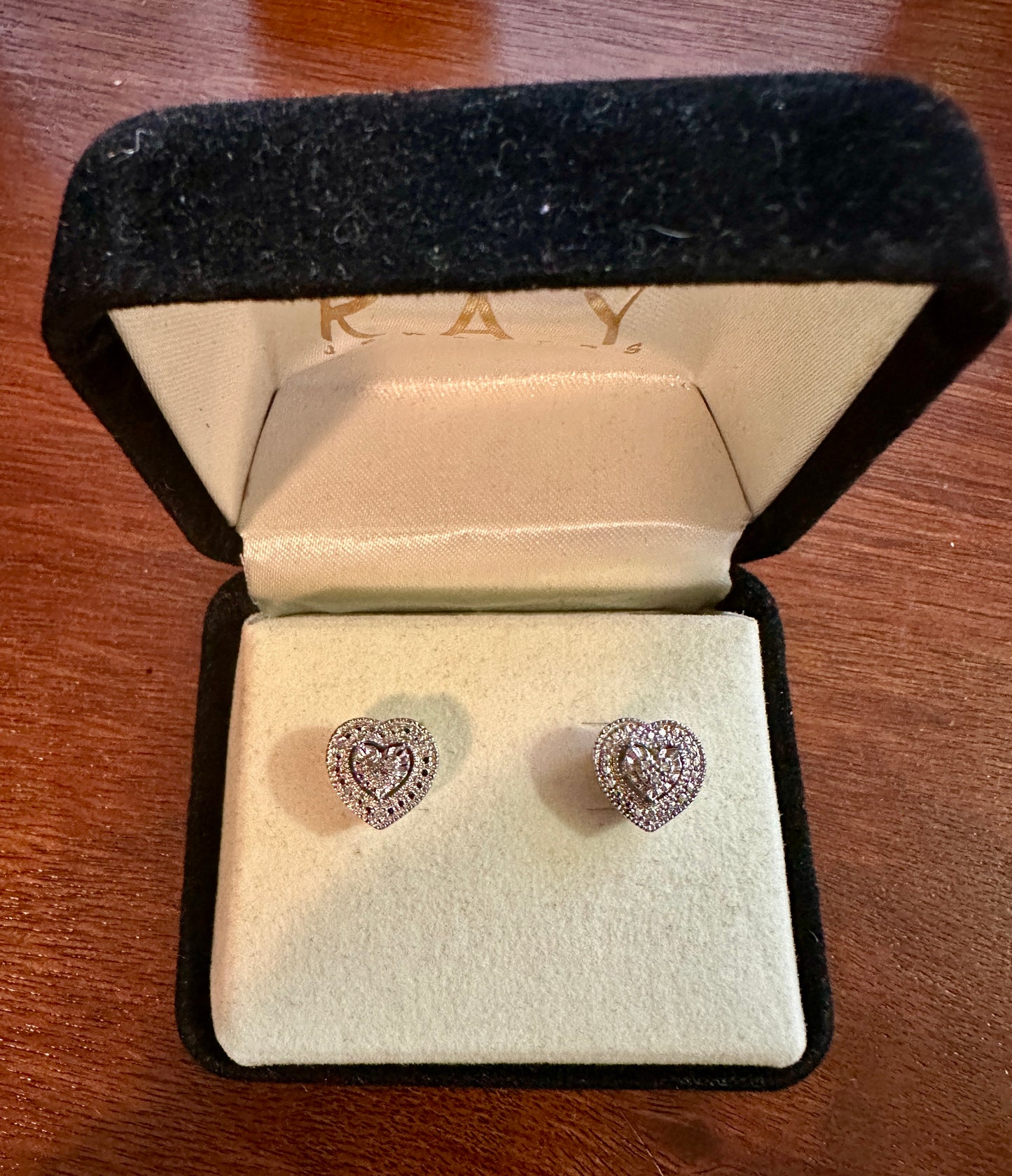 Kay Sterling Silver 925 Diamond Accent Heart Stud Pierced Earrings