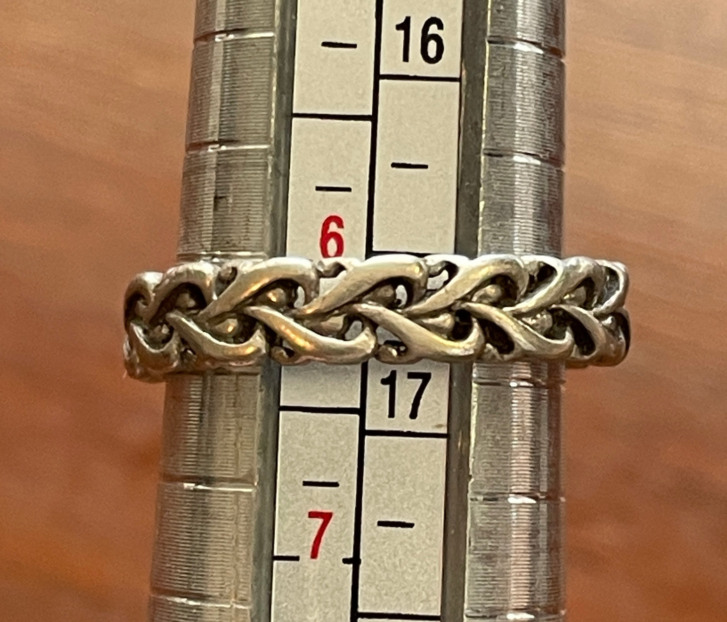 Vintage Sterlings Silver Woven Knot Band Ring Sz 6.25