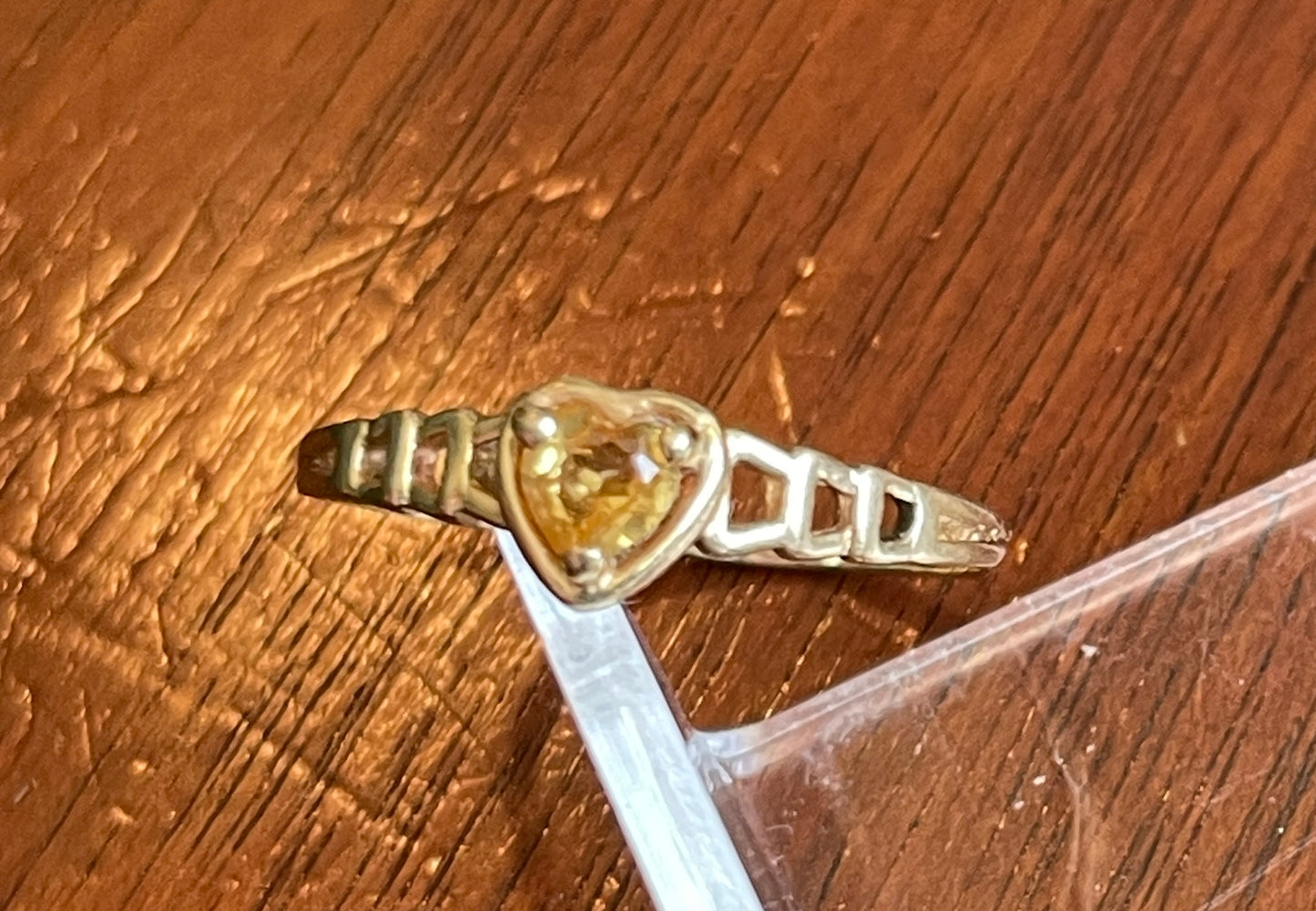 Vintage 10k Yellow Gold Citrine Heart Ring Sz 7.25