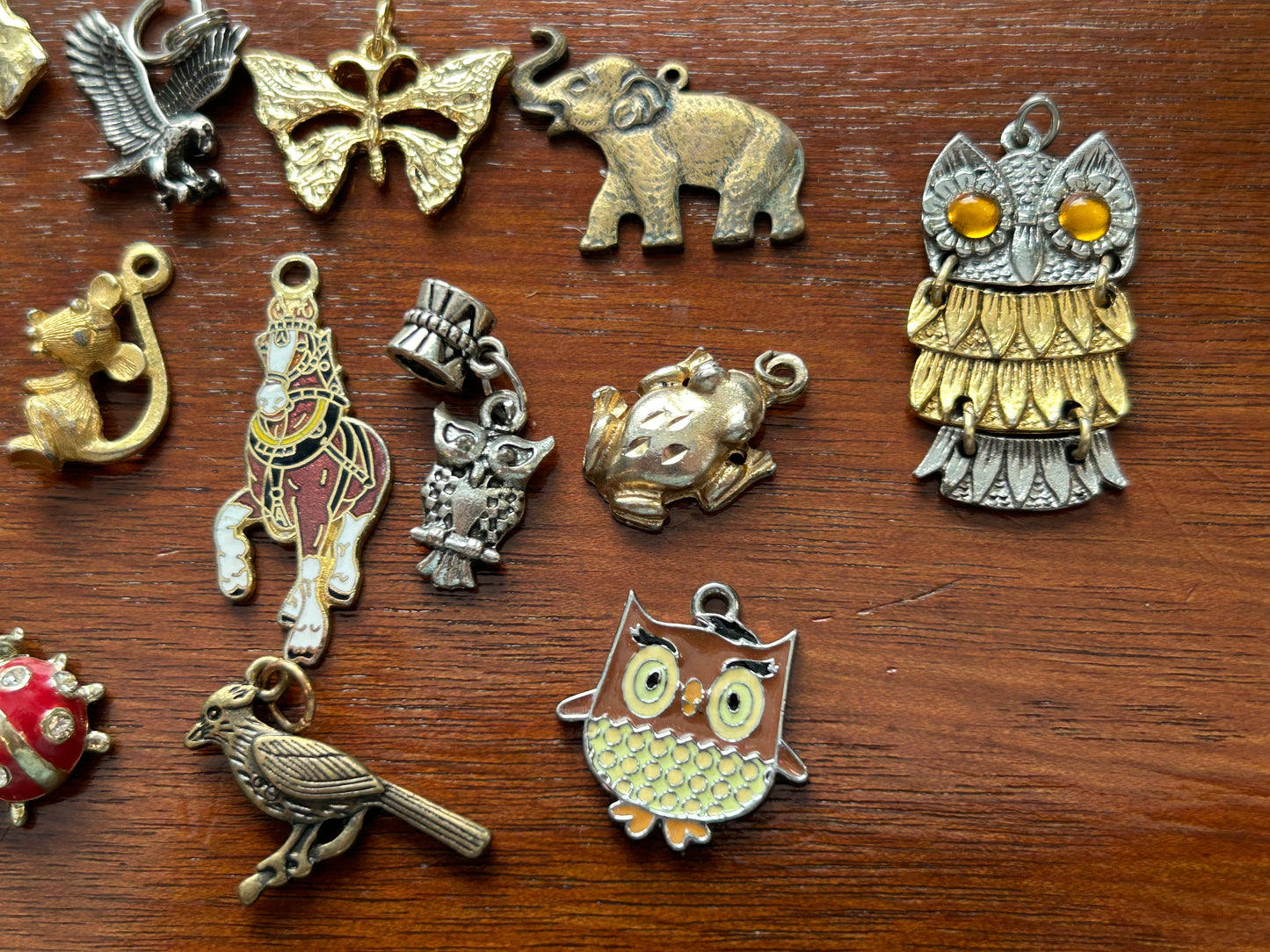 Vintage to Now Lot of Animal Charms Pendants Enamel Cloisonne Horse Butterfly