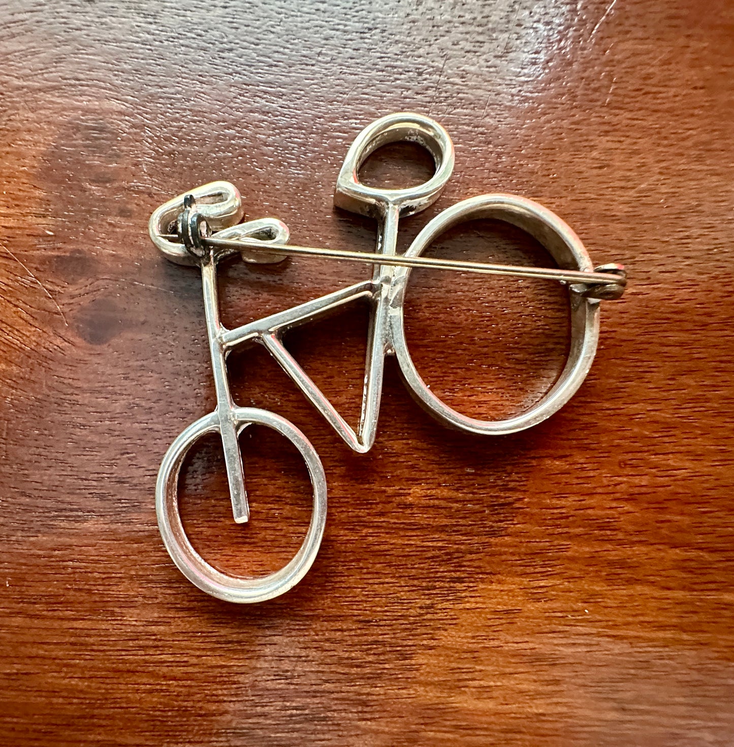 Vintage Sterling Silver 925 TC-202 Modern Big Bicycle Shaped Brooch Pin