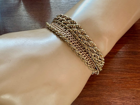Vintage Antique Gold Tone Multistrand Chain Link Bracelet