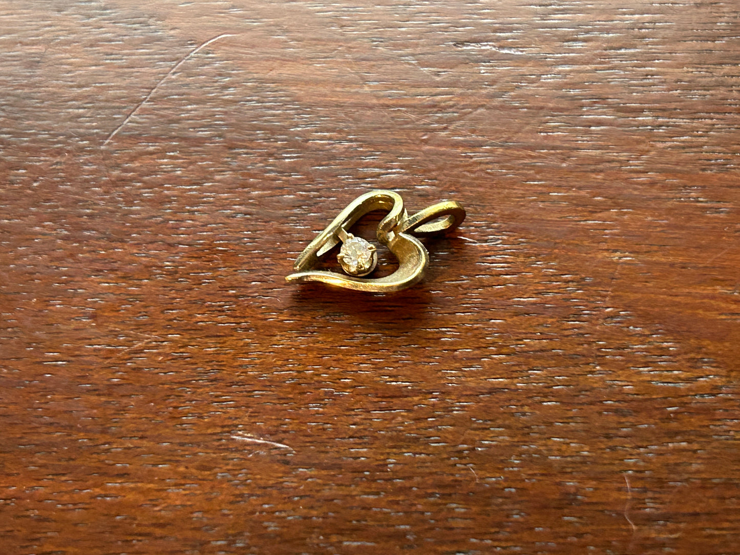 Vintage 14k Yellow Gold Filled Rhinestone Small Heart Charm Pendant